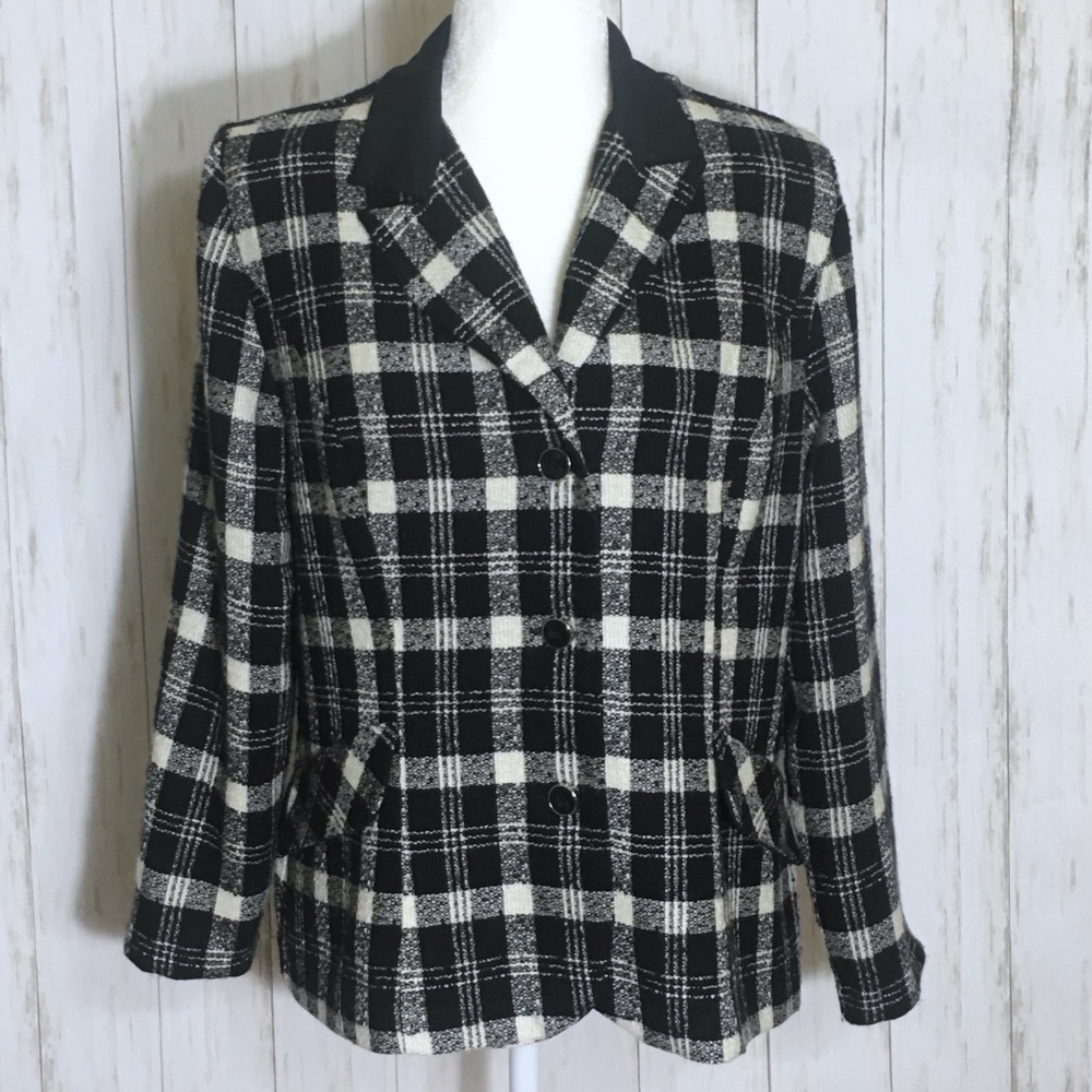 Vintage Houndstooth Buffalo Plaid Blazer Jacket